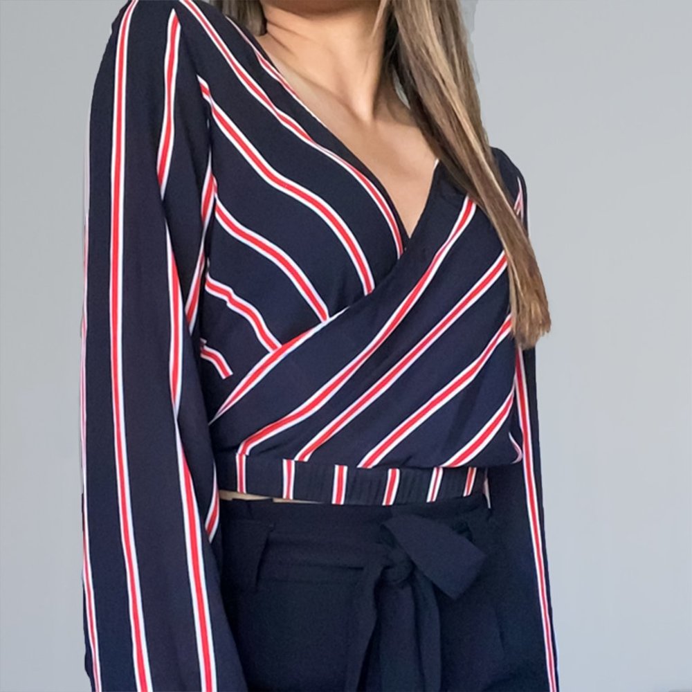 NWOTDivided H&M Striped Long Sleeve Sheer Crop Top
